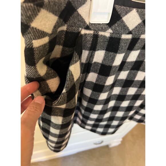 Club Monaco Black & White Checkered Plaid Mini Skirt Cashmere Wool Size XL 14 - Picture 2 of 10